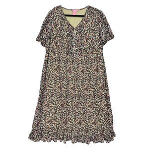 Woman Within Women's Geometric, Short Sleeve, A Line Maxi Dress Plus Size 22W